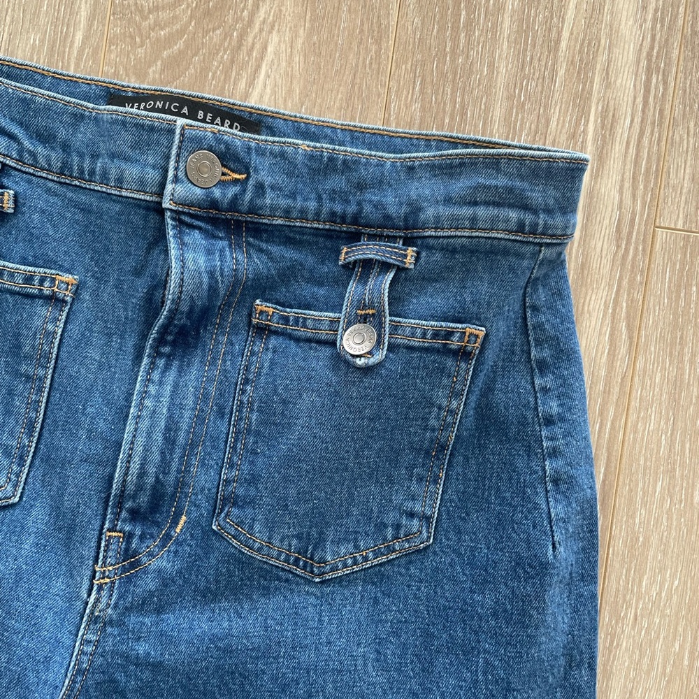 Veronica Beard Grant Wide Leg Denim Extra High Rise in Lakewood Blue Sz 31 EUC - Picture 7 of 16
